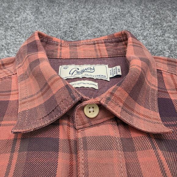 Grayers Clothiers Shirt Mens Medium Red Gray Plaid Short Sleeve Cotton Casual - Picture 11 of 15